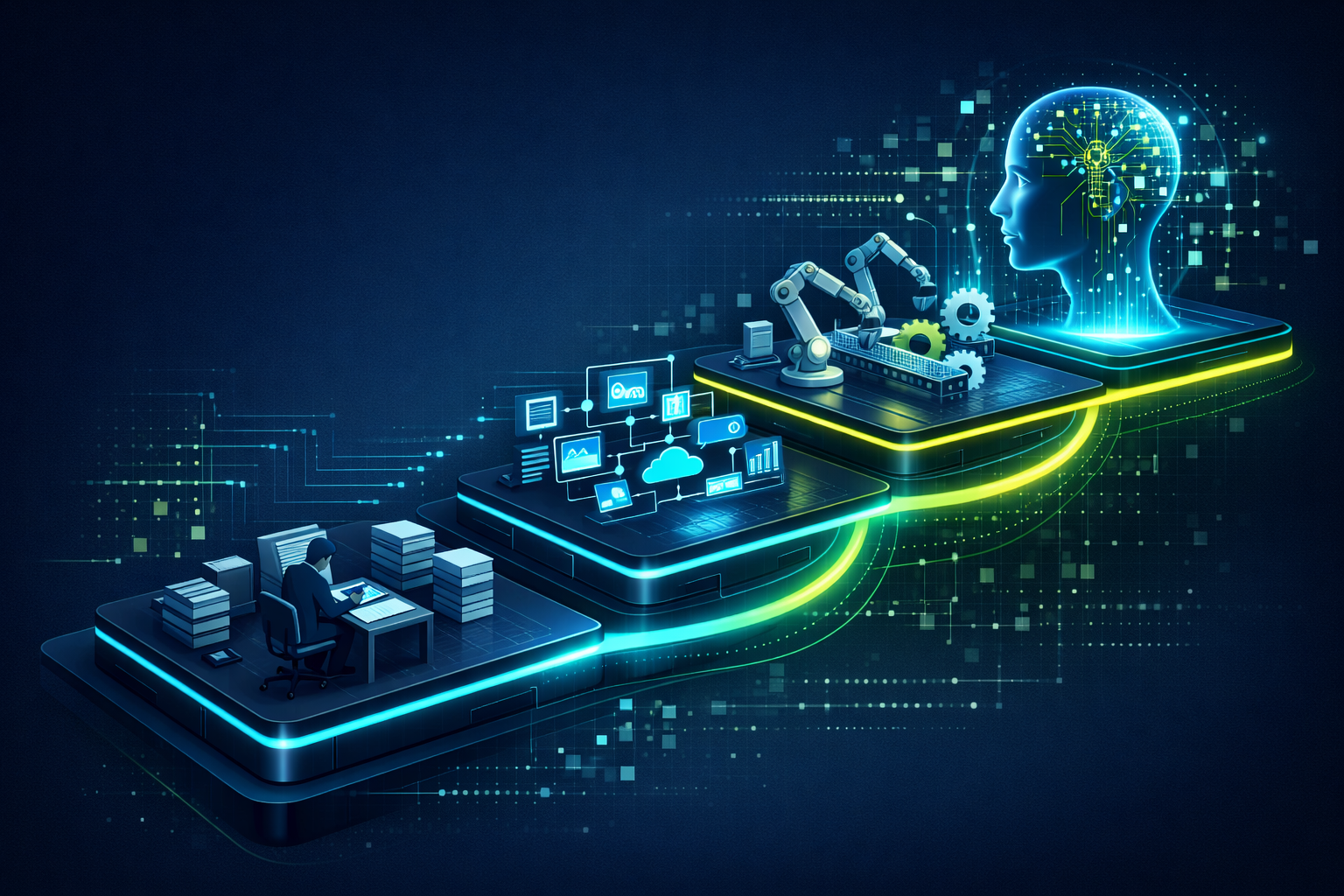 Mapa kolejności cyfryzacji procesów od danych i integracji po automatyzację i AI